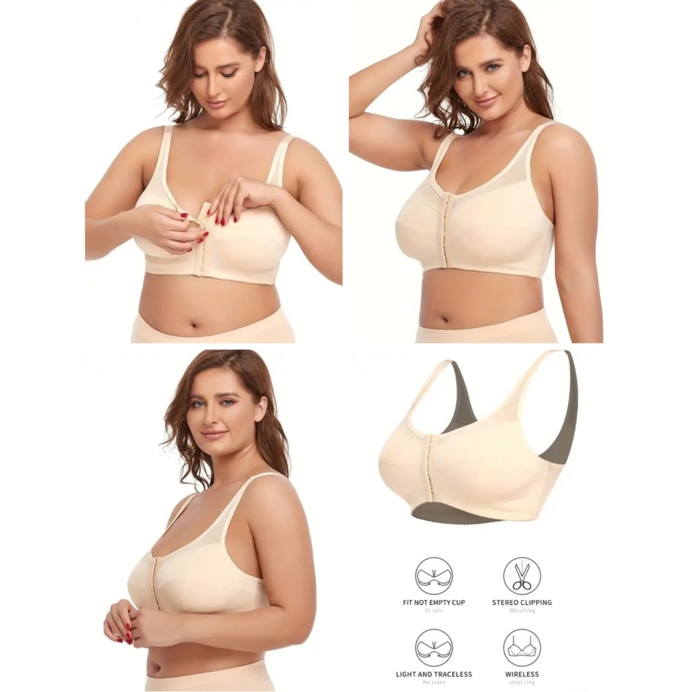 Plus Size Padded Nude Sports Bra Front Closure (3XL)